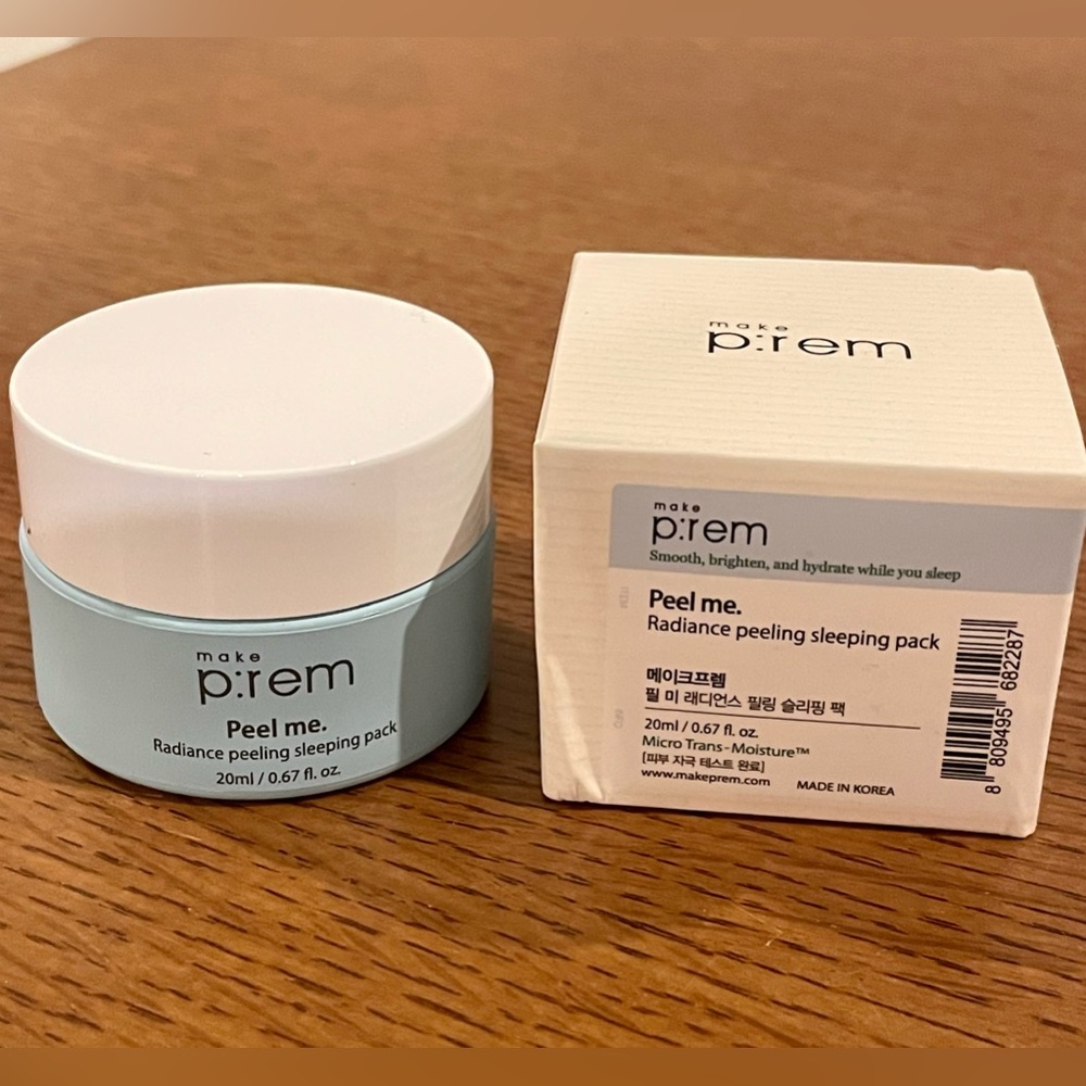 Make prem radiance, peeling sleeping pack.  Korean skincare.
